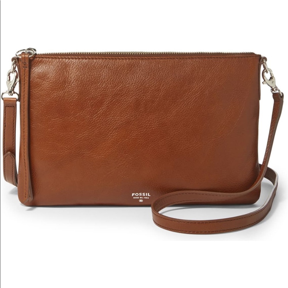 EUC Fossil Sidney Crossbody in Caramel Leather
